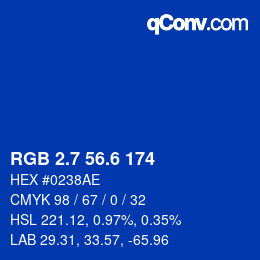 カラーコード: RGB 2.7 56.6 174 | qconv.com