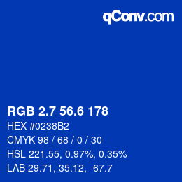 カラーコード: RGB 2.7 56.6 178 | qconv.com