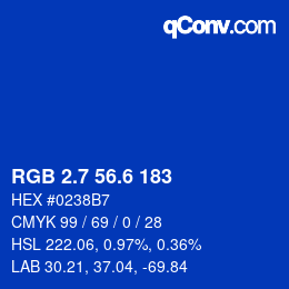 カラーコード: RGB 2.7 56.6 183 | qconv.com