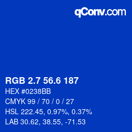 カラーコード: RGB 2.7 56.6 187 | qconv.com