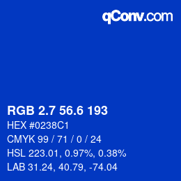 カラーコード: RGB 2.7 56.6 193 | qconv.com