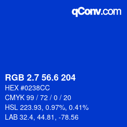 カラーコード: RGB 2.7 56.6 204 | qconv.com