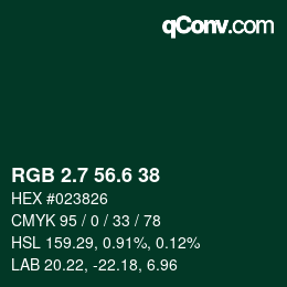 カラーコード: RGB 2.7 56.6 38 | qconv.com