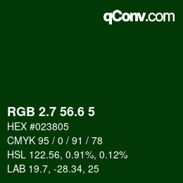 カラーコード: RGB 2.7 56.6 5 | qconv.com
