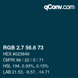 カラーコード: RGB 2.7 56.6 73 | qconv.com