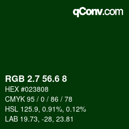 カラーコード: RGB 2.7 56.6 8 | qconv.com
