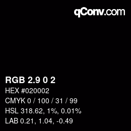カラーコード: RGB 2.9 0 2 | qconv.com