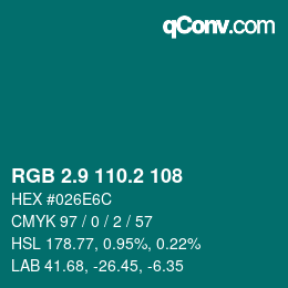 Color code: RGB 2.9 110.2 108 | qconv.com