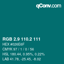 カラーコード: RGB 2.9 110.2 111 | qconv.com