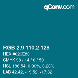 カラーコード: RGB 2.9 110.2 128 | qconv.com