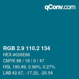 カラーコード: RGB 2.9 110.2 134 | qconv.com