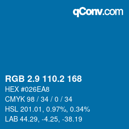 Farbcode: RGB 2.9 110.2 168 | qconv.com