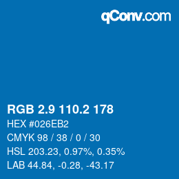 Farbcode: RGB 2.9 110.2 178 | qconv.com