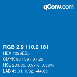 Color code: RGB 2.9 110.2 181 | qconv.com