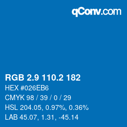 Color code: RGB 2.9 110.2 182 | qconv.com