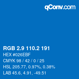 Color code: RGB 2.9 110.2 191 | qconv.com