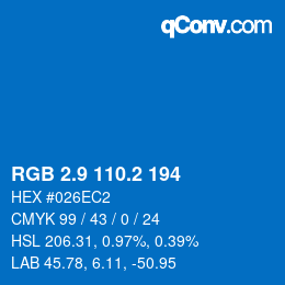 Farbcode: RGB 2.9 110.2 194 | qconv.com