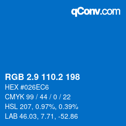 Farbcode: RGB 2.9 110.2 198 | qconv.com