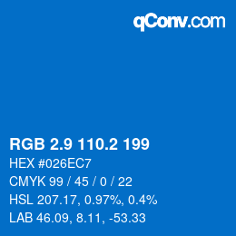 Color code: RGB 2.9 110.2 199 | qconv.com