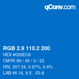 Color code: RGB 2.9 110.2 200 | qconv.com