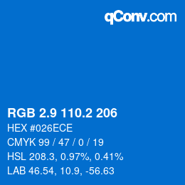 Color code: RGB 2.9 110.2 206 | qconv.com