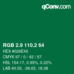 カラーコード: RGB 2.9 110.2 64 | qconv.com