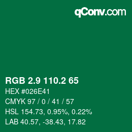 カラーコード: RGB 2.9 110.2 65 | qconv.com