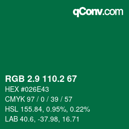 カラーコード: RGB 2.9 110.2 67 | qconv.com
