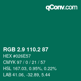 カラーコード: RGB 2.9 110.2 87 | qconv.com