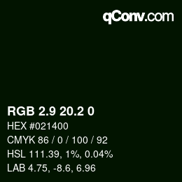 Farbcode: RGB 2.9 20.2 0 | qconv.com