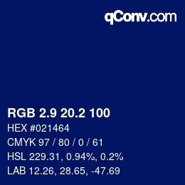 Color code: RGB 2.9 20.2 100 | qconv.com