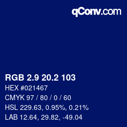 カラーコード: RGB 2.9 20.2 103 | qconv.com
