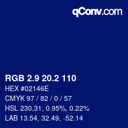 カラーコード: RGB 2.9 20.2 110 | qconv.com