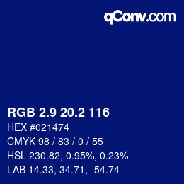 カラーコード: RGB 2.9 20.2 116 | qconv.com
