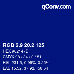 カラーコード: RGB 2.9 20.2 125 | qconv.com