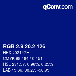 カラーコード: RGB 2.9 20.2 126 | qconv.com