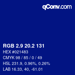 カラーコード: RGB 2.9 20.2 131 | qconv.com