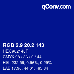 カラーコード: RGB 2.9 20.2 143 | qconv.com