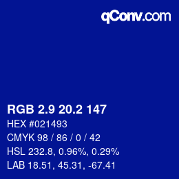カラーコード: RGB 2.9 20.2 147 | qconv.com