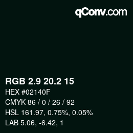 Color code: RGB 2.9 20.2 15 | qconv.com
