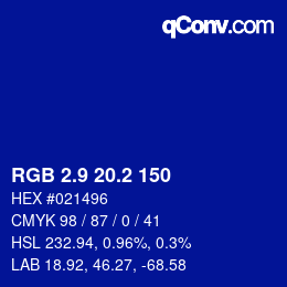 カラーコード: RGB 2.9 20.2 150 | qconv.com