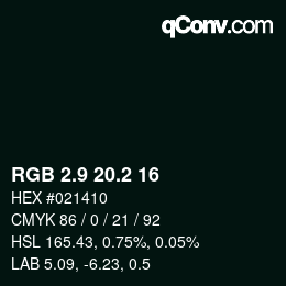 Color code: RGB 2.9 20.2 16 | qconv.com