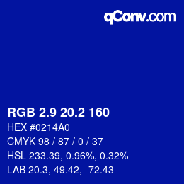 カラーコード: RGB 2.9 20.2 160 | qconv.com