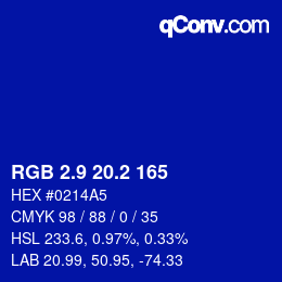 カラーコード: RGB 2.9 20.2 165 | qconv.com