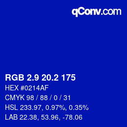 カラーコード: RGB 2.9 20.2 175 | qconv.com