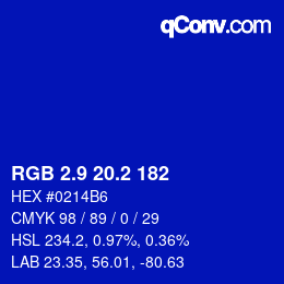 カラーコード: RGB 2.9 20.2 182 | qconv.com