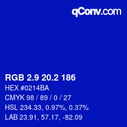 カラーコード: RGB 2.9 20.2 186 | qconv.com