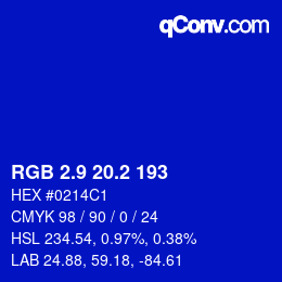 カラーコード: RGB 2.9 20.2 193 | qconv.com