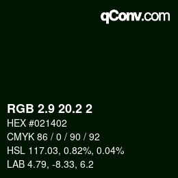 カラーコード: RGB 2.9 20.2 2 | qconv.com