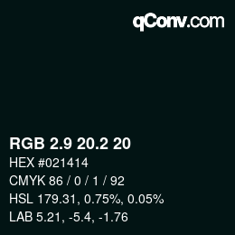 Color code: RGB 2.9 20.2 20 | qconv.com